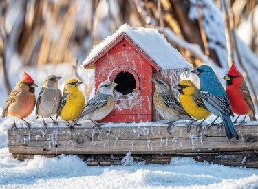 Winter Gathering at the Birdhouse Puzzle | MakeYourPuzzles